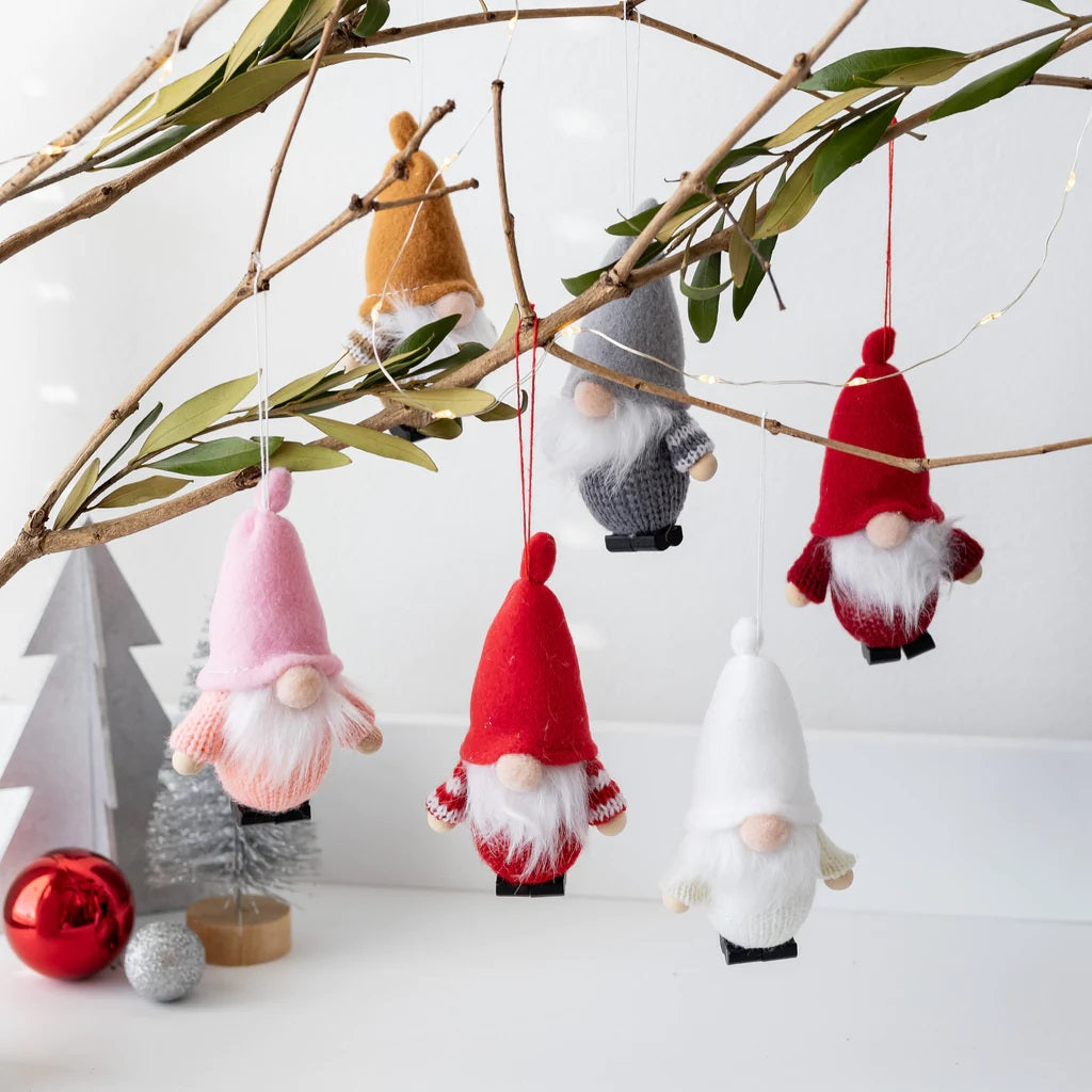 Set 6 Hanging Gnome Christmas Decorations - Quirk Space