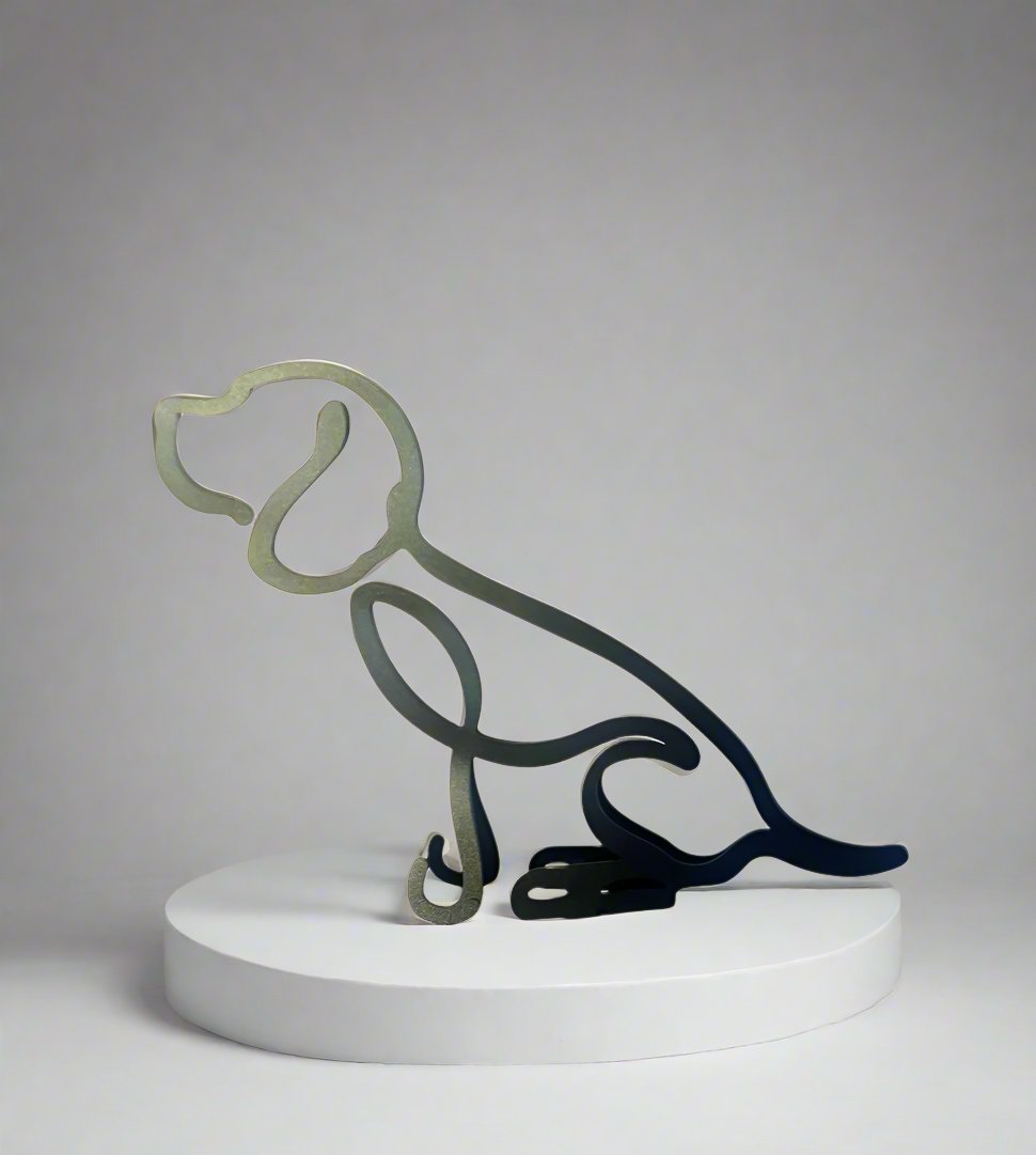 Minimalist Metal Dog Scuplture